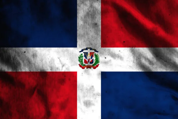 Bandiera Della Repubblica Dominicana Tessuto Vecchio — Foto Stock
