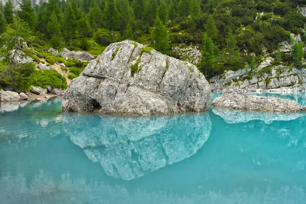 Vista Del Lago Sorapis Belluno Italia —  Fotos de Stock