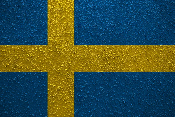 墙壁纹理上的瑞典国旗 — 图库照片