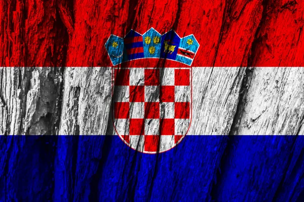 Dřevěné Pozadí Dekorativní Barevné Vlajky Chorvatska — Stock fotografie