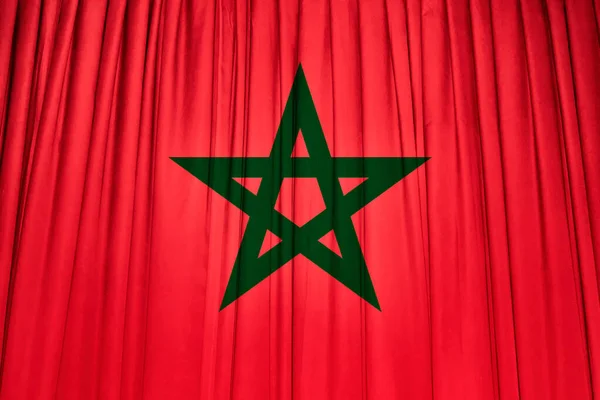 Vlag Van Marokko Golvend Gordijn — Stockfoto