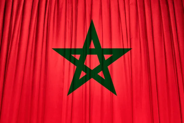 Drapeau Maroc Sur Draperie Ondulée — Photo