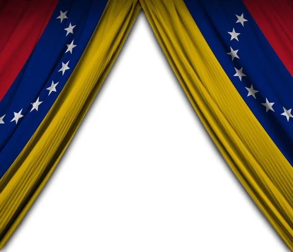 Drape Van Vlaggen Van Venezuela Witte Achtergrond — Stockfoto
