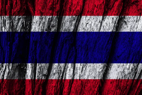 Bandera Tailandia Sobre Corteza Madera —  Fotos de Stock