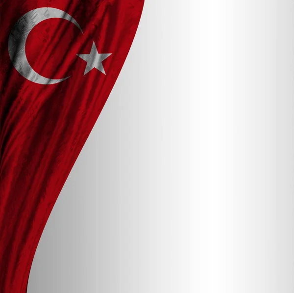 Turkiets Flagga Vit Bakgrund — Stockfoto