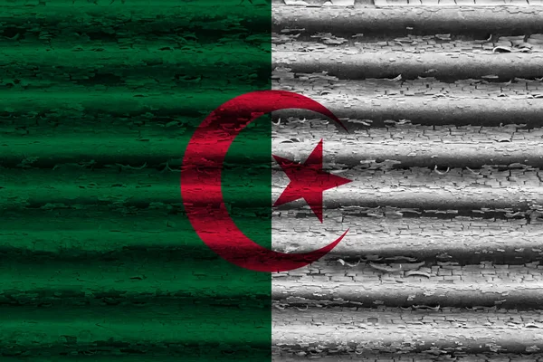 Bandera Argelia Sobre Chapa Metálica Ondulada Vieja —  Fotos de Stock