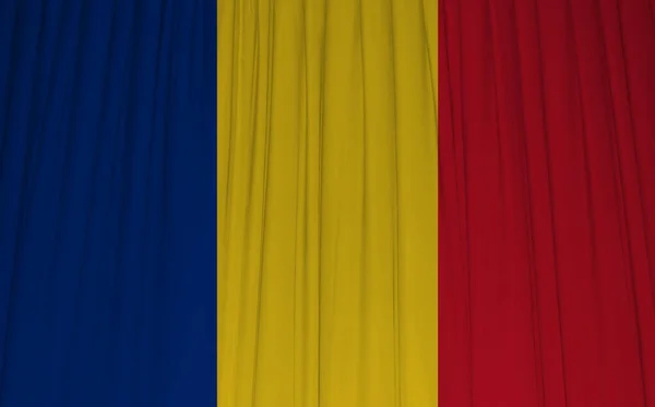 Bandera Rumania Sobre Paño Ondulado —  Fotos de Stock