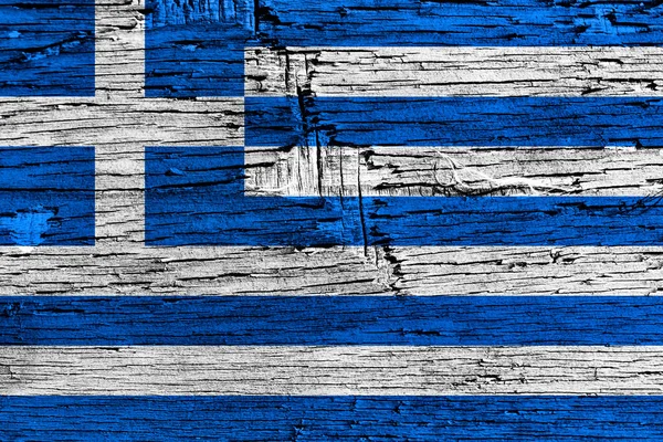 Bandera Grecia Sobre Fondo Madera —  Fotos de Stock