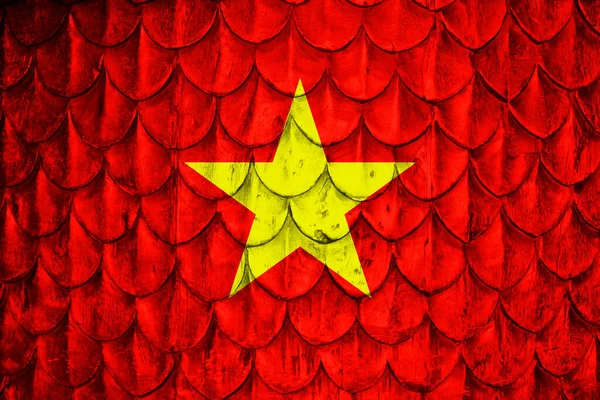 Tile Roof Background Decorative Colorful Flag Vietnam — 스톡 사진
