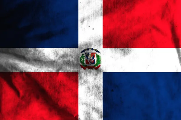 Bandera República Dominicana Sobre Tela Vieja — Foto de Stock