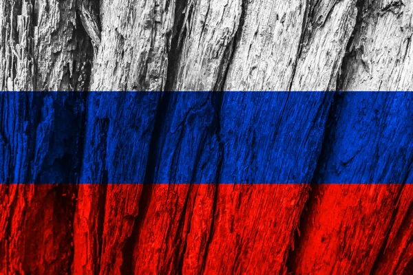 Bandera Rusia Sobre Fondo Madera — Foto de Stock