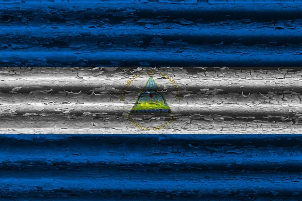 Bandeira Nicarágua Metal Ondulado — Fotografia de Stock