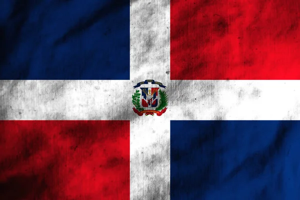 Bandera República Dominicana Sobre Tela Vieja — Foto de Stock
