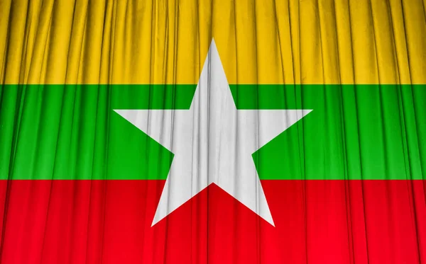Zászló Mianmar Hullámos Függöny — Stock Fotó
