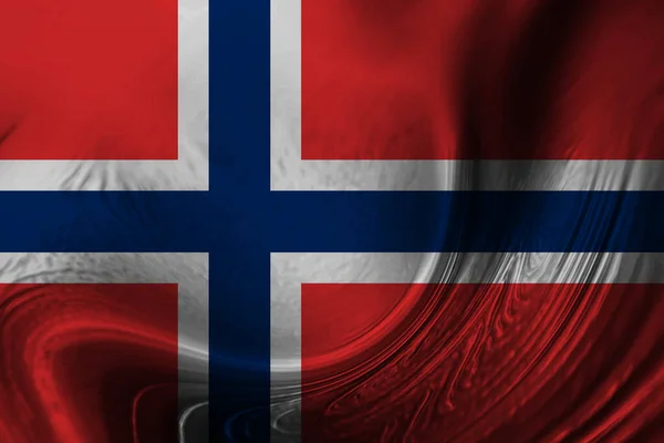 波状の布にノルウェーの国旗 — ストック写真
