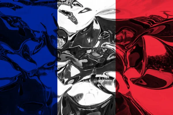 Σημαία Της Γαλλίας Ανακλάσεις — Φωτογραφία Αρχείου