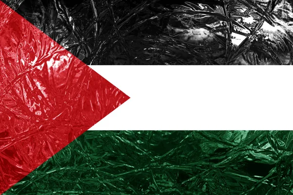 Pozadí Dekorativní Barevné Vlajky Palestiny Kovovými Odlesky — Stock fotografie