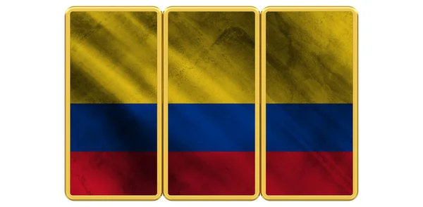 Colombia Vlag Vierkante Metalen Knoppen Illustratie — Stockfoto