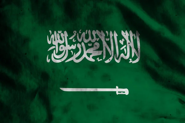 Bandera Arabia Saudita Sobre Tela Vieja — Foto de Stock