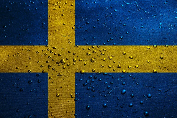 Bandera Suecia Con Gotas — Foto de Stock
