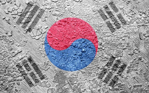 Bandiera Sudcoreana Muro Sbriciolato — Foto Stock