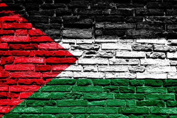 Fondo Pared Ladrillo Bandera Colorida Decorativa Palestina —  Fotos de Stock