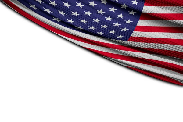Cortina Bandeira Dos Estados Unidos América Sobre Fundo Branco — Fotografia de Stock