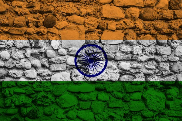 Σημαία Της Ινδίας Στον Τοίχο Από Τούβλα — Φωτογραφία Αρχείου
