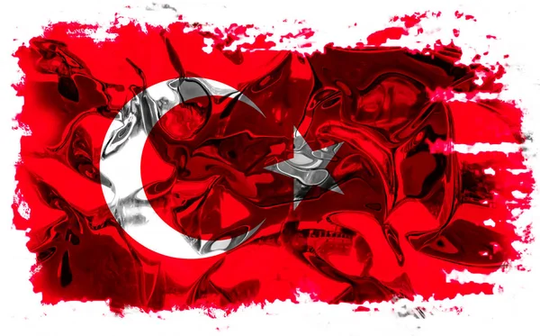 Hintergrund Mit Flagge Der Türkei Mit Metallischen Highlights Illustration — Stockfoto