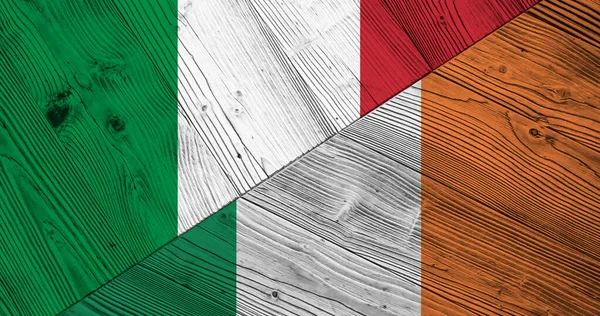 Bandiere Italia Irlanda Tavole Legno — Foto Stock
