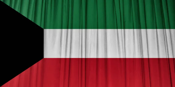 风浪飘扬的科威特国旗 — 图库照片