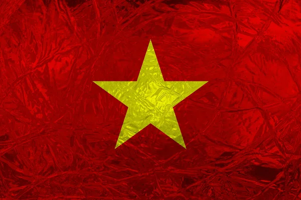 Dekoratív Színes Zászló Vietnam Fémes Reflexiók — Stock Fotó