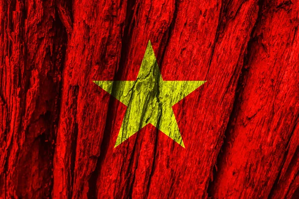 Fond Bois Drapeau Décoratif Coloré Vietnam — Photo