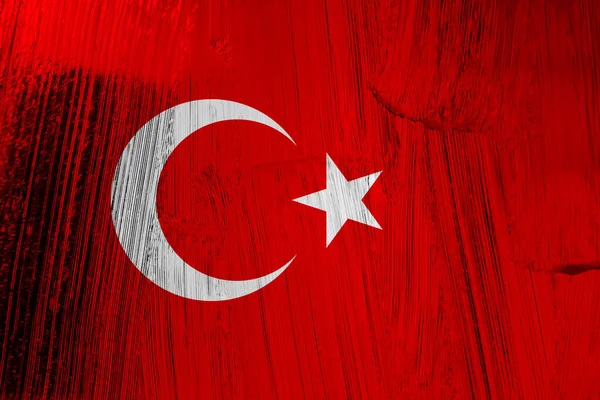Turkiets Flagga Med Reflektionseffekt — Stockfoto