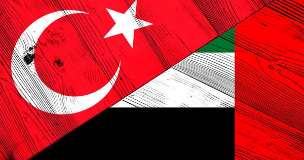 Holz Hintergrund Der Dekorativen Bunten Flaggen Der Vereinigten Arabischen Emirate — Stockfoto