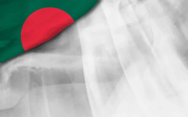 Σημαία Μπαγκλαντές Φόντο Γκρι Βαθμίδας — Φωτογραφία Αρχείου