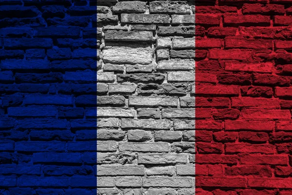 Vlag Van Frankrijk Bakstenen Muur — Stockfoto