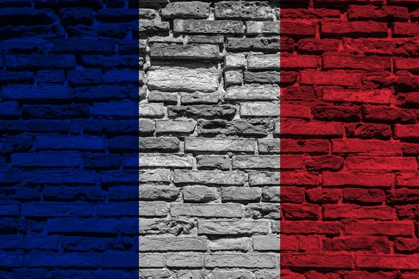 Bandera Francia Pared Ladrillo —  Fotos de Stock