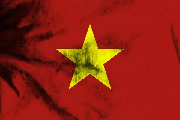 Viejo Fondo Textil Bandera Colorida Decorativa Vietnam —  Fotos de Stock
