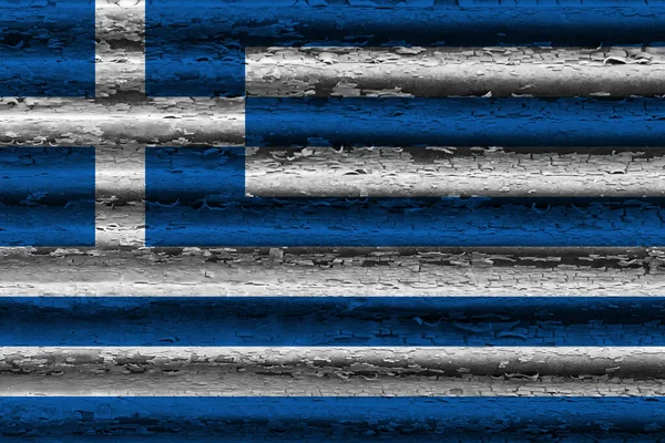 Bandera Grecia Sobre Metal Ondulado —  Fotos de Stock