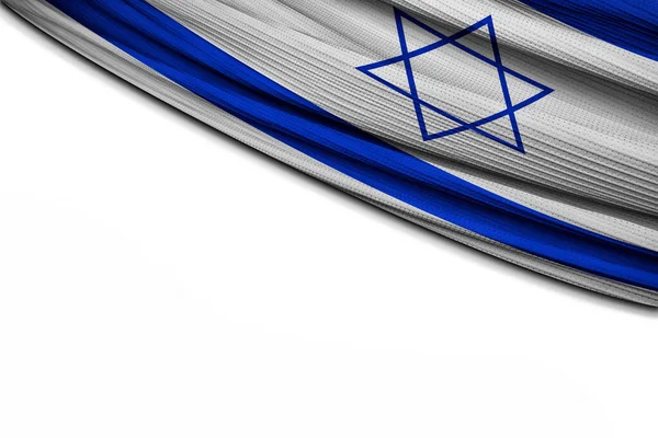 Drape Van Vlag Van Israël Witte Achtergrond — Stockfoto