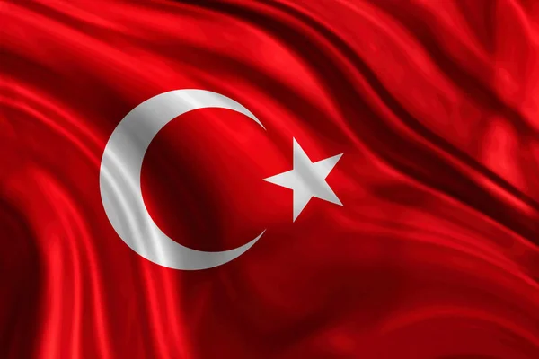 丝绸织物上的土耳其国旗 — 图库照片