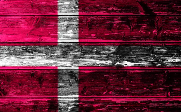 Ξύλινο Φόντο Διακοσμητική Πολύχρωμη Σημαία Της Δανίας — Φωτογραφία Αρχείου