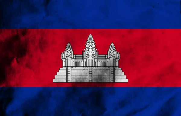 Flag Cambodia Old Fabric — Stock Photo, Image