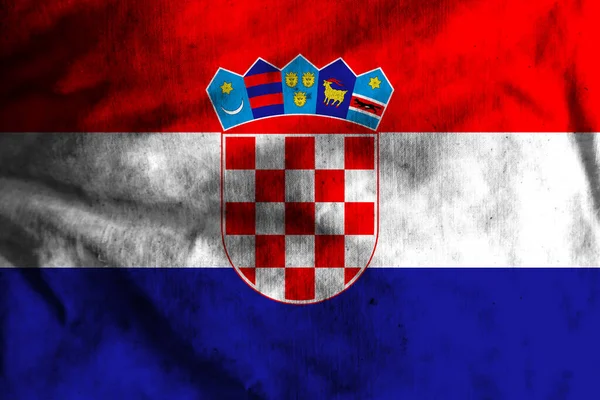 Bandera Croacia Sobre Tela Vieja — Foto de Stock