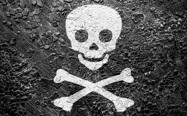 Bandera Pirata Pared Desmoronada —  Fotos de Stock