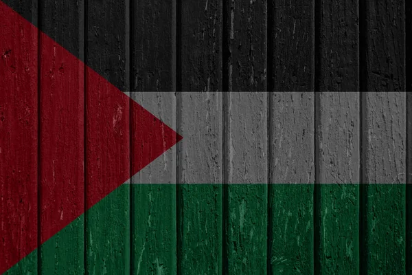 Filistin Dekoratif Renkli Bayrağının Ahşap Arka Planı — Stok fotoğraf