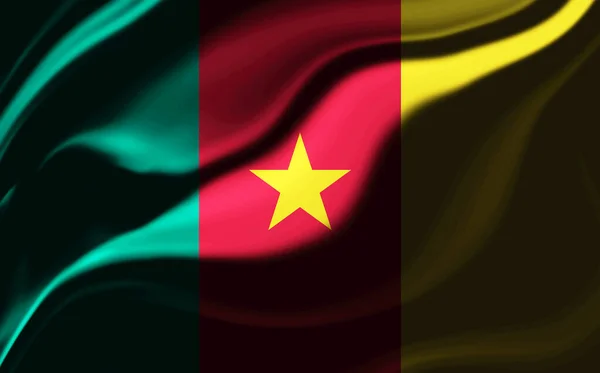 Камерунський Прапор Махаючому Тлі — стокове фото