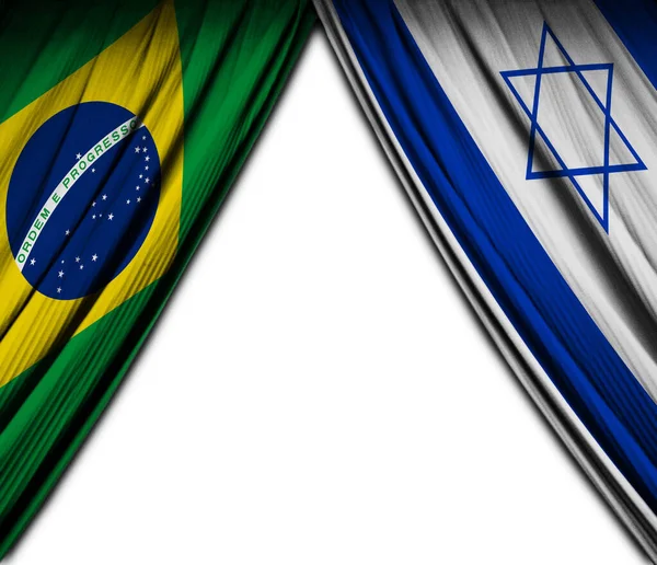 Прапори Бразилії Ізраїлю Мають Театральний Ефект Ілюстрація — стокове фото