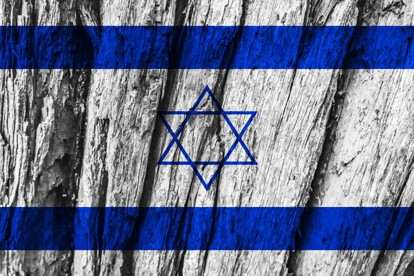 Israel Flagga Gammal Träskiva — Stockfoto